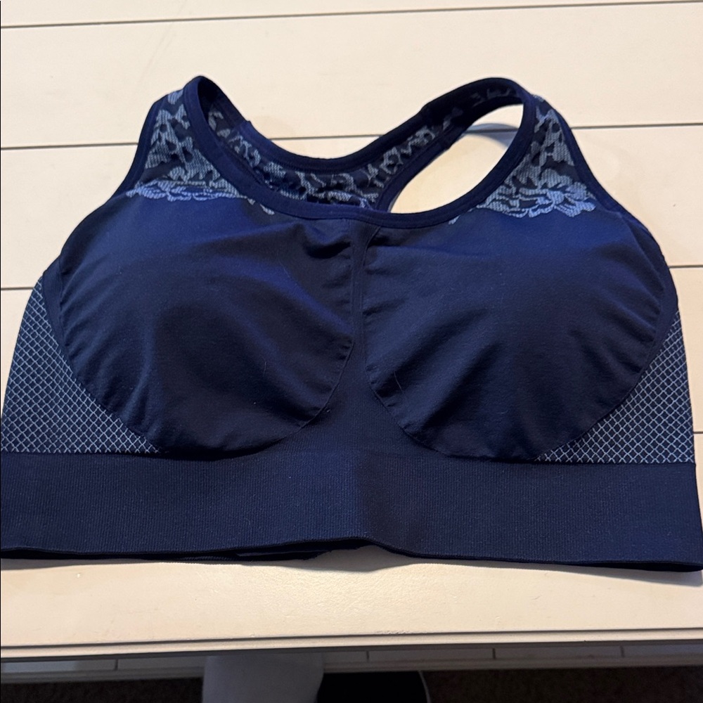 Soma Navy Lace-Trim Racerback Sports Bra